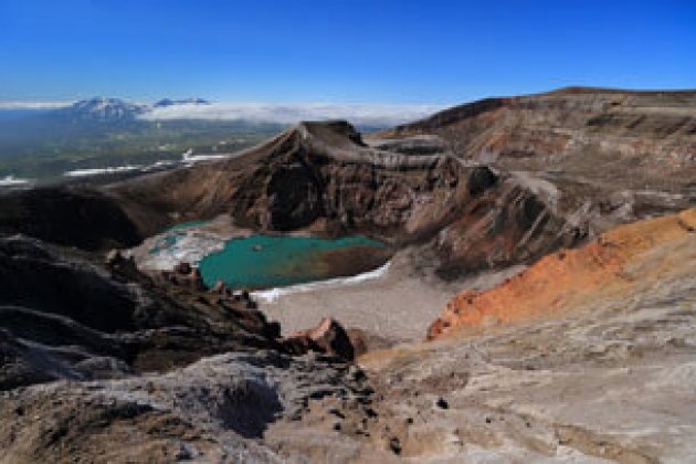 Blick auf den Krater vom Gorely Vulkan