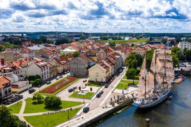 Blick auf die Hafenstadt Klaipeda