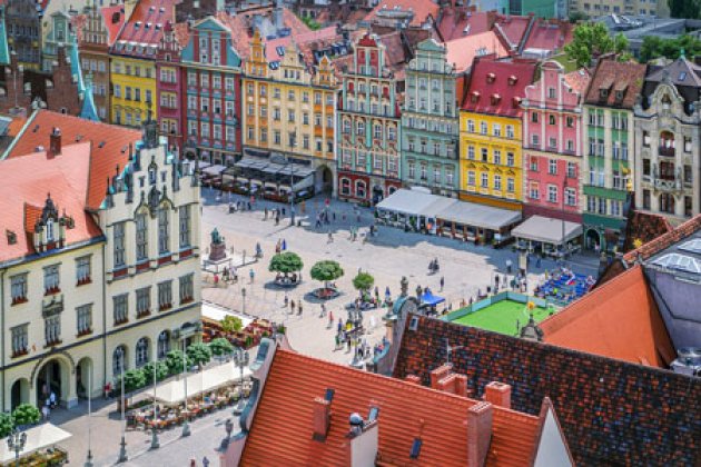 Die bunten Häuser auf dem Marktplatz von Breslau