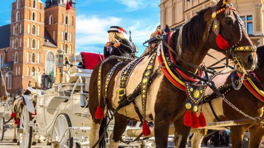 Kutsche auf dem Marktplatz von Krakau