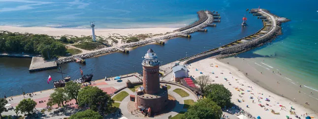 Luftaufnahme vom Strand in Kolberg