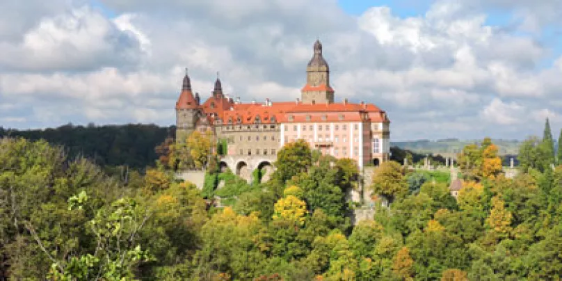 Blick auf Schloss Fürstenstein in Polen